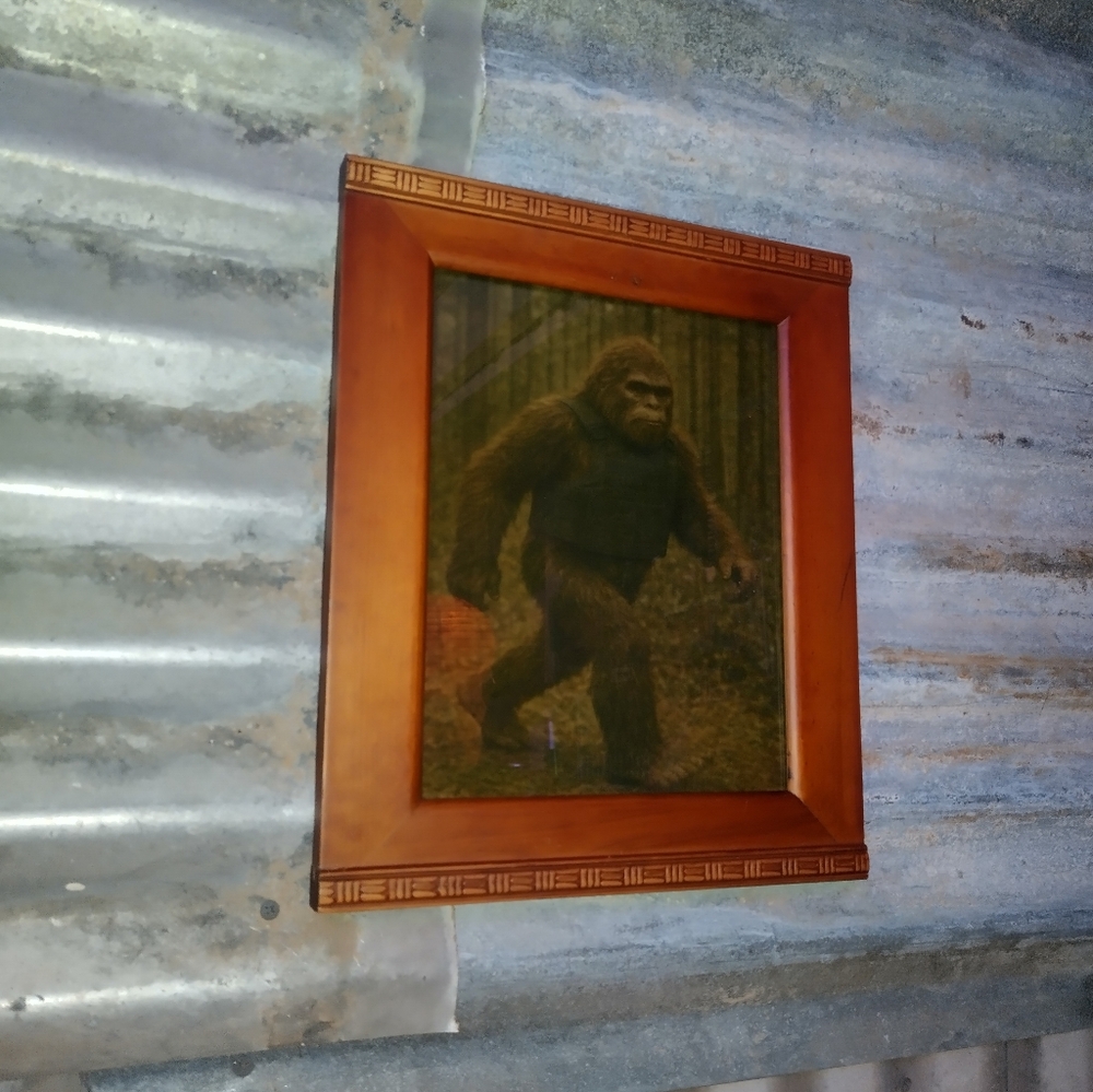 Bigfoot In Bullet Proof Vest Framed Art Print By Neon Nicho